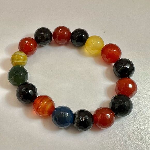 Colorful glass beaded stretchy bracelet - Picture 10 of 10